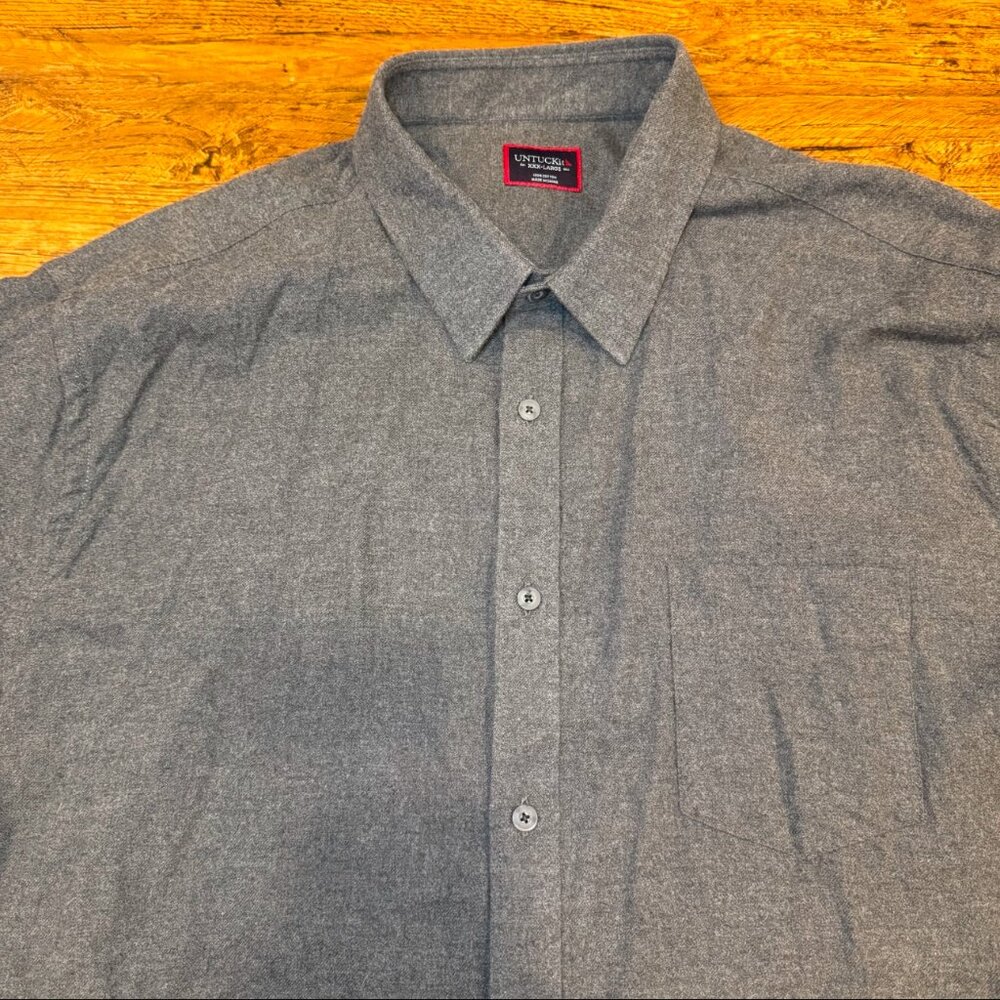 UNTUCKit Gray Sherwood Casual Dress Long Sleeve Button Up Flannel Shirt Men 3XL‎